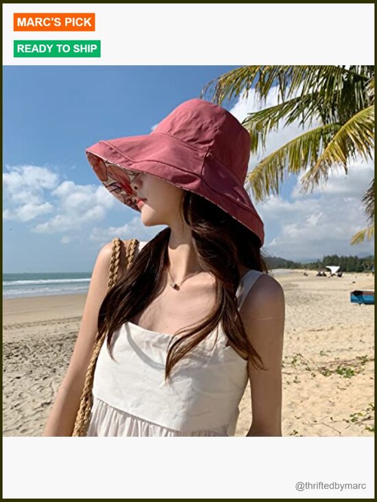 Wide Brim Sun Hat Wired Edge Reversible Foldable UV Protection Bucket Hat main image 4